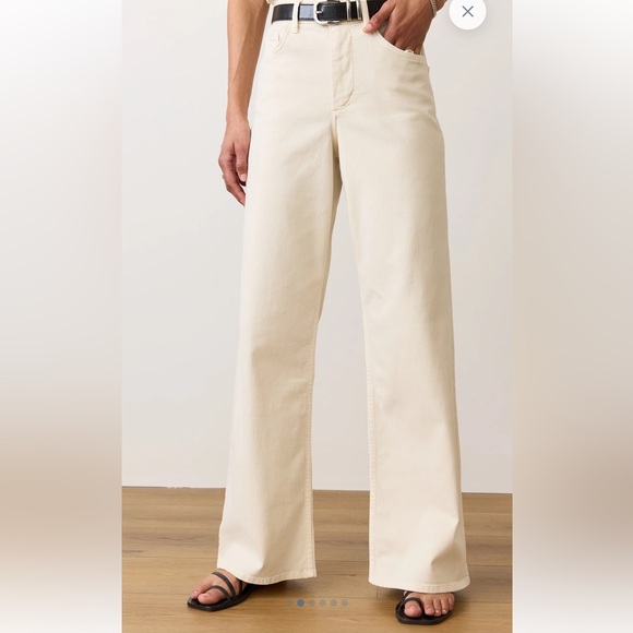 Charlie Wide Leg Pant Marine Layer Cream Pants with Button Detail - Picture 3 of 7